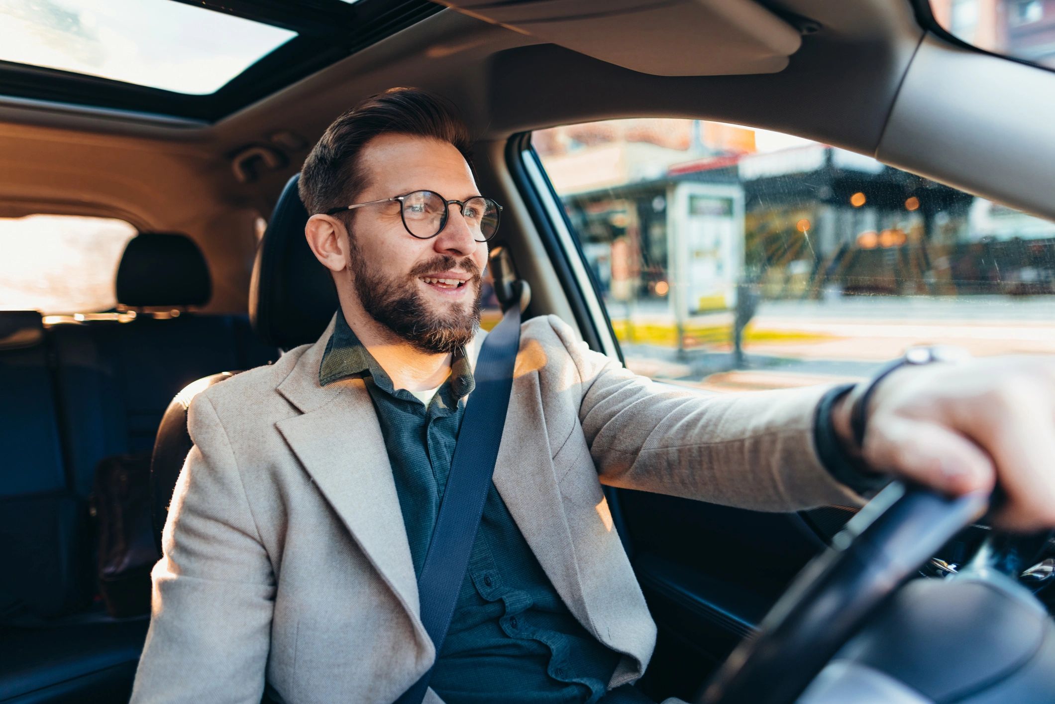 Professional driver smiling
